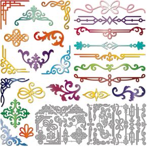 قوالب قطع الزوايا المزخرفة من GLOBLELAND لصنع البطاقات بحواف باروكية معدنية مقطوعة على شكل كرمة عتيقة قوالب مقطوعة من أجل نقش قصاصات ألبوم الصور والحرف اليدوية in Kuwait