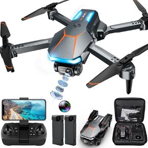 طائرة بدون طيار مع كاميرا، طائرة بدون طيار 1080 بكسل FPV قابلة للطي مع تثبيت ارتفاع ثابت، تحكم في الجاذبية، طيران المسار، عدسة قابلة للتعديل 90 درجة، مفتاح واحد للإقلاع، بطاريتان، لعبة طائرة بدون طيار RAGPIP X66 للأطفال البالغين المبتدئين in Kuwait