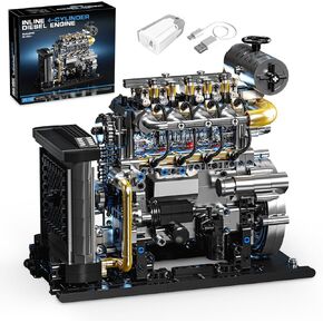 Diesel Engine Model Kit That Runs for Adults, MOC Mini Inline 4-Cylinder Diesel Engine Building Set with Motor, Compatible with Lego, Mechanical Engineering STEM Toy for Teens (1029 PCS) in Saudi Arabia