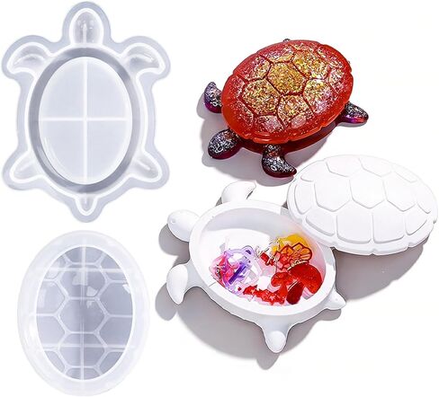Turtle Box Resin Mold with Lid, 3D Sea Animal Storage Container Mold, Turtle Shaped Tray Jewelry Box Silicone Molds for Resins, Epoxy Resin, Gypsum, Clay, DIY Craft Home Decor, Candy Jar in Saudi Arabia