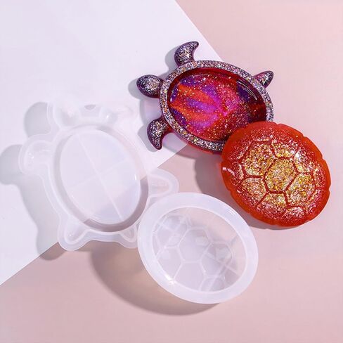 Turtle Box Resin Mold with Lid, 3D Sea Animal Storage Container Mold, Turtle Shaped Tray Jewelry Box Silicone Molds for Resins, Epoxy Resin, Gypsum, Clay, DIY Craft Home Decor, Candy Jar in Saudi Arabia