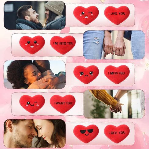 Valentines Day Heart Plush Gift for Her Him, Valentines Emotional Plush Gift Heart Stuffed Animals for Husband Wife Girlfriend Boyfriend 5 Love Plushs with Five Love Language in One Basket in Saudi Arabia