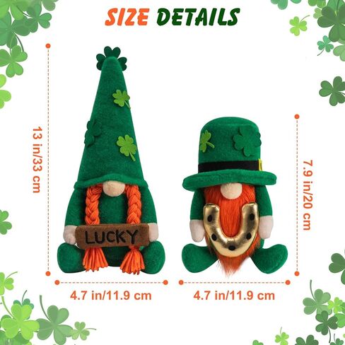 St Patricks Day Gnomes Decorations Ornaments St Patricks Decor Leprechaun Doll, St Patrick's Day Plush Shamrock Leprechaun Doll for Home, Office - Green St. Patricks Day Table Centerpiece Irish Gifts in Saudi Arabia
