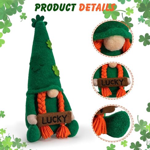 St Patricks Day Gnomes Decorations Ornaments St Patricks Decor Leprechaun Doll, St Patrick's Day Plush Shamrock Leprechaun Doll for Home, Office - Green St. Patricks Day Table Centerpiece Irish Gifts in Saudi Arabia