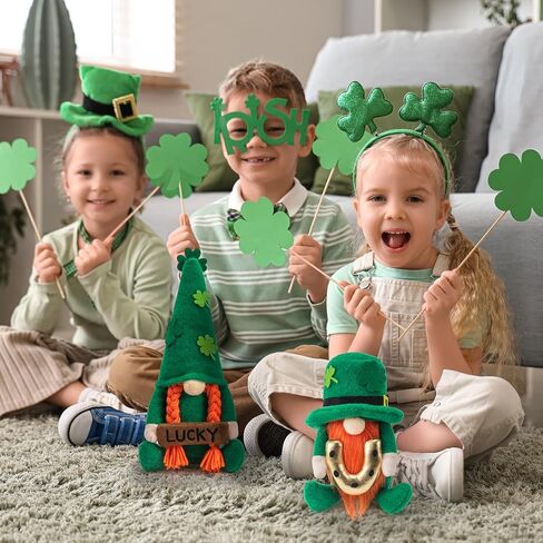 St Patricks Day Gnomes Decorations Ornaments St Patricks Decor Leprechaun Doll, St Patrick's Day Plush Shamrock Leprechaun Doll for Home, Office - Green St. Patricks Day Table Centerpiece Irish Gifts in Saudi Arabia