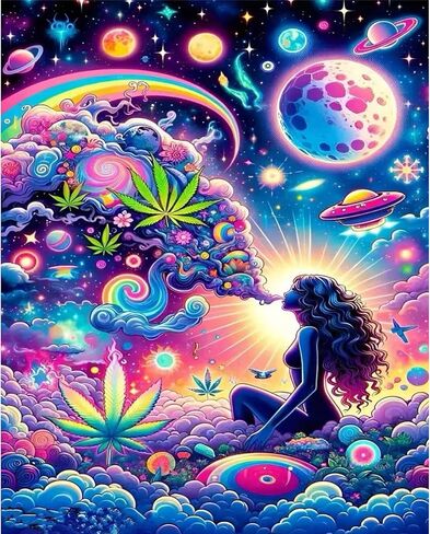 مجموعات الطلاء بالأرقام من wmpikd Hippie Hippy Girl للبالغين المبتدئين، مجموعة الطلاء بالأرقام من Trippy Cool Girl على القماش، هدايا ديكور الحائط المنزلي، مقاس 20 × 16 بوصة in Saudi Arabia