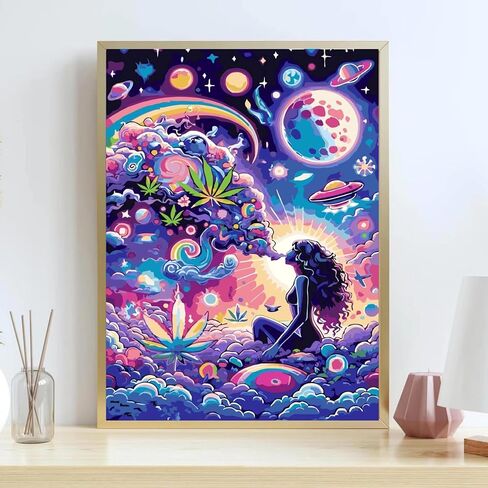 مجموعات الطلاء بالأرقام من wmpikd Hippie Hippy Girl للبالغين المبتدئين، مجموعة الطلاء بالأرقام من Trippy Cool Girl على القماش، هدايا ديكور الحائط المنزلي، مقاس 20 × 16 بوصة in Saudi Arabia