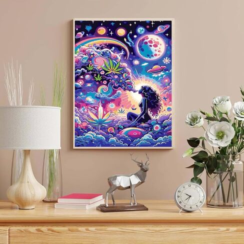 مجموعات الطلاء بالأرقام من wmpikd Hippie Hippy Girl للبالغين المبتدئين، مجموعة الطلاء بالأرقام من Trippy Cool Girl على القماش، هدايا ديكور الحائط المنزلي، مقاس 20 × 16 بوصة in Saudi Arabia