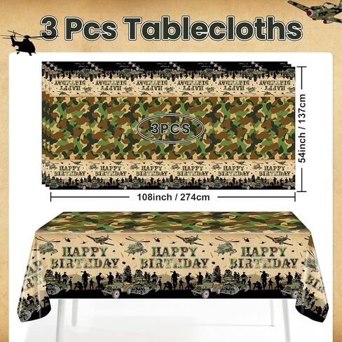 Avezano 3 pcs Camo Birthday Party Decorations Camouflage Tablecloth Plastic 108x54 Soldier Military Theme Party Supplies Cake Table Decor Supplies in Saudi Arabia