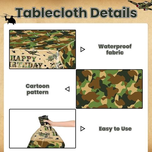 Avezano 3 pcs Camo Birthday Party Decorations Camouflage Tablecloth Plastic 108x54 Soldier Military Theme Party Supplies Cake Table Decor Supplies in Saudi Arabia