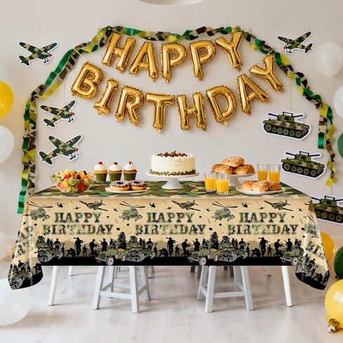 Avezano 3 pcs Camo Birthday Party Decorations Camouflage Tablecloth Plastic 108x54 Soldier Military Theme Party Supplies Cake Table Decor Supplies in Saudi Arabia