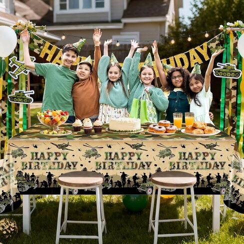 Avezano 3 pcs Camo Birthday Party Decorations Camouflage Tablecloth Plastic 108x54 Soldier Military Theme Party Supplies Cake Table Decor Supplies in Saudi Arabia