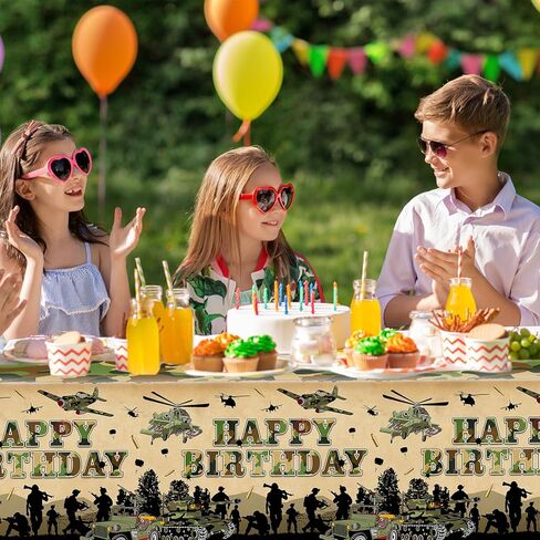 Avezano 3 pcs Camo Birthday Party Decorations Camouflage Tablecloth Plastic 108x54 Soldier Military Theme Party Supplies Cake Table Decor Supplies in Saudi Arabia