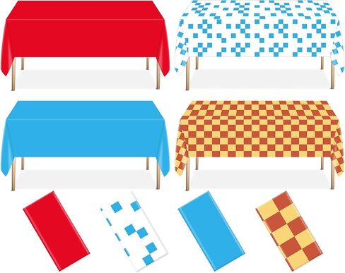 4Pcs Blue Hedgehog Themed Tablecloth Cartoon Party Supplies Red Blue Disposable Plastic Table Cover Video Game Rectangle Table Cloth for Girls Boys Kids Birthday Gamer Party Decorations 108x54 Inch in Saudi Arabia