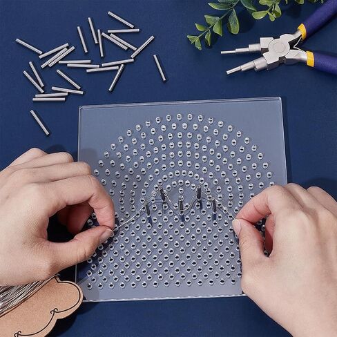 UNICRAFTALE Art Wire Jig Kit أداة تغليف الأسلاك أداة شفافة مربعة مع سلك من الفولاذ المقاوم للصدأ 30 قطعة أوتاد معدنية أدوات صنع المجوهرات لمجموعة تغليف الأسلاك وإنشاء الحرف اليدوية in Kuwait