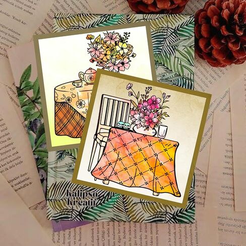 4Pcs 4 Styles PVC Plastic Clear Stamps, Table Pattern Silicone Stamp, Furniture Themed Silicone Transparent Rubber Stamp for DIY Scrapbooking Photo Album Decorative Cards Making, 2.17x2.17inch in Saudi Arabia