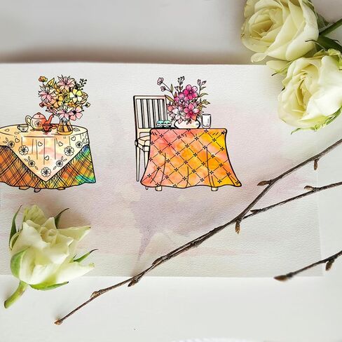4Pcs 4 Styles PVC Plastic Clear Stamps, Table Pattern Silicone Stamp, Furniture Themed Silicone Transparent Rubber Stamp for DIY Scrapbooking Photo Album Decorative Cards Making, 2.17x2.17inch in Saudi Arabia