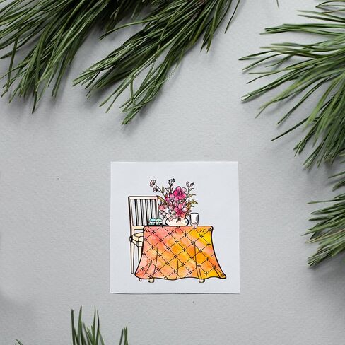4Pcs 4 Styles PVC Plastic Clear Stamps, Table Pattern Silicone Stamp, Furniture Themed Silicone Transparent Rubber Stamp for DIY Scrapbooking Photo Album Decorative Cards Making, 2.17x2.17inch in Saudi Arabia