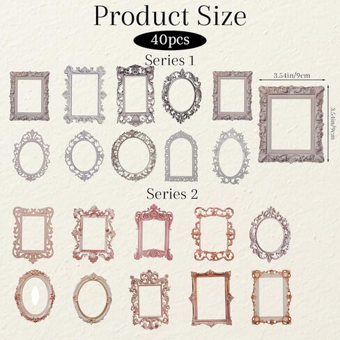 40 Pcs Junk Journal Stickers Scrapbook Embellishments Window Frame Lace Frames Scrapbook Paper Scrapbooks Frames Vintage Hollow Embossed Photo Materials for Scrapbooking Supplies Journal Crafts Album in Saudi Arabia