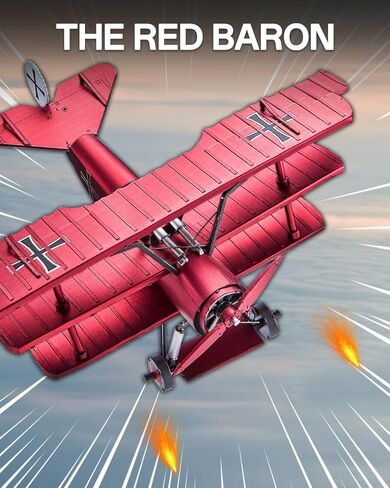 Piececool 3D Metal Puzzles for Adults, Fokker Dr-1 Triplane Metal Model Kit, Military Plane Model Kits to Build DIY Hobbies Home Decoration Best Gifts in Saudi Arabia