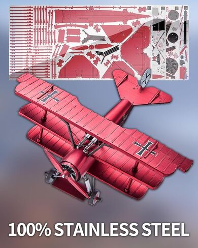 Piececool 3D Metal Puzzles for Adults, Fokker Dr-1 Triplane Metal Model Kit, Military Plane Model Kits to Build DIY Hobbies Home Decoration Best Gifts in Saudi Arabia