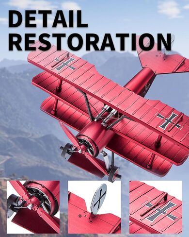 Piececool 3D Metal Puzzles for Adults, Fokker Dr-1 Triplane Metal Model Kit, Military Plane Model Kits to Build DIY Hobbies Home Decoration Best Gifts in Saudi Arabia