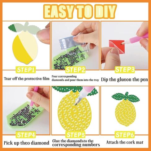 beinkmake 12Pairs Diamond Painted Earrings Making Kit Lemon Diamond Art Earring Set Fruit 5D DIY Acrylic Diamond Earrings for Adults Craft Party Festival Gifts in Kuwait