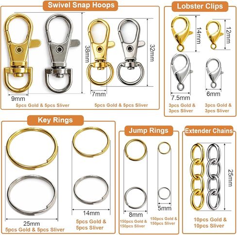 672PCS Keychain Making Kit, Metal Swivel Snap Hooks with Key Rings, Lobster Claw Clasps, Extender Chains and Jump Rings, Premium DIY Kit for Craft, Purse Making Supplies in Saudi Arabia