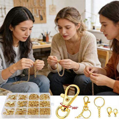 672PCS Keychain Making Kit, Metal Swivel Snap Hooks with Key Rings, Lobster Claw Clasps, Extender Chains and Jump Rings, Premium DIY Kit for Craft, Purse Making Supplies in Saudi Arabia