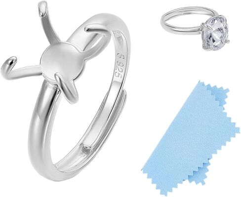 UNICRAFTALE 1Pc 925 Sterling Silver Claw Ring Blank 4 Claws Adjustable Gemstone Ring Base Findings 19mm Prong Rings Settings Crystal Finger Rings Components for DIY Jewelry Making in Saudi Arabia