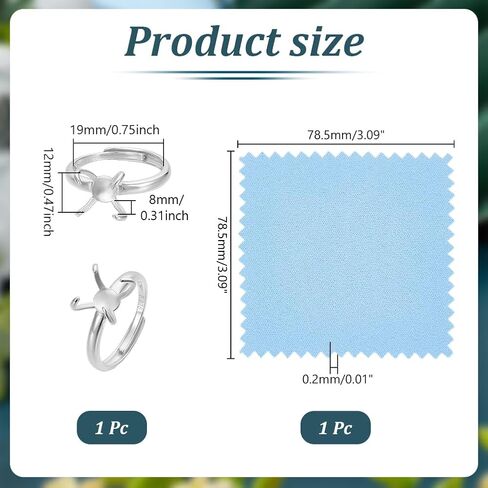 UNICRAFTALE 1Pc 925 Sterling Silver Claw Ring Blank 4 Claws Adjustable Gemstone Ring Base Findings 19mm Prong Rings Settings Crystal Finger Rings Components for DIY Jewelry Making in Saudi Arabia