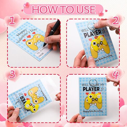 24 حزمة من بطاقات عيد الحب مع سلاسل مفاتيح لألعاب الفيديو الممتعة لهدايا تبادل الفصول الدراسية للأطفال، 8 تصميمات لسلاسل مفاتيح عيد الحب وبطاقات التشجيع، هدايا للحفلات المدرسية، ألعاب حشو in Kuwait