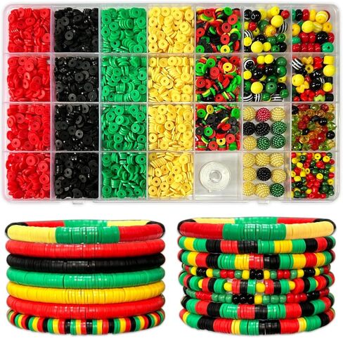 Black History Month Clay Beads Bracelet Jewelry Making Kit, Black History Beads Art DIY Craft Kit, Freedom Day Jewelry Making Kit, Set of 1 Box in Saudi Arabia