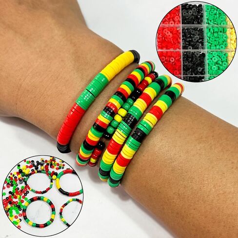 Black History Month Clay Beads Bracelet Jewelry Making Kit, Black History Beads Art DIY Craft Kit, Freedom Day Jewelry Making Kit, Set of 1 Box in Saudi Arabia