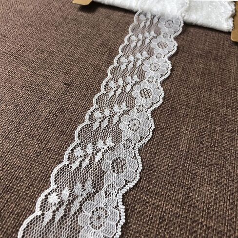 Lace Ribbon 1.5 Inches Wide15 Yards Non-Elastic Trim Lace for Bridal Wedding Decorations, Sewing DIY Making and DIY Crafts -296 (White) in Saudi Arabia