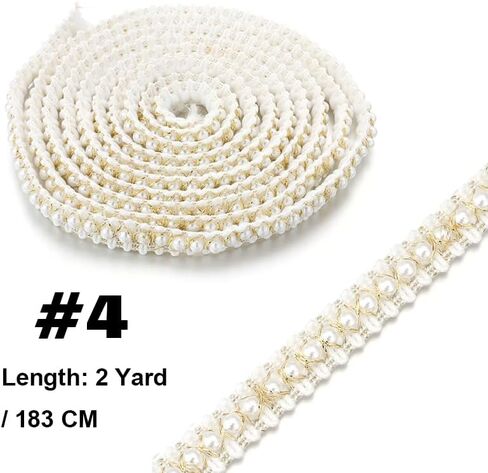 Elegant Lace Trim Ribbon 2Yard / 183cm Length for DIY Craft Decoration on Jackets Shoes Bags Hats Accessories (#4) in Saudi Arabia