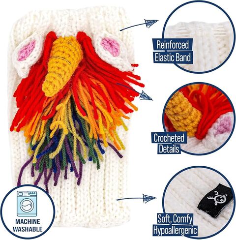 Zoo Snoods Unicorn Costume - Knit Rainbow Dog Snood Ear Wrap for Pets, Warm Neck Cover for Halloween and Winter (Large) in Saudi Arabia