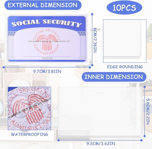 10 PCS PVC Card Protector Social Security Waterproof Sleeve for ID Credit Cards and Bank Cards Mal Design in Saudi Arabia