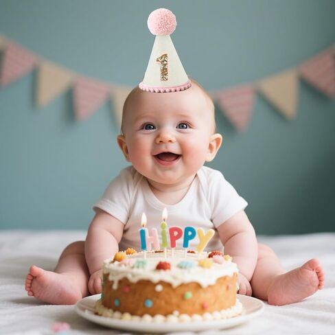 1st Birthday Hat for Baby Girls First Birthday Neutral Party Hat for Cake Smash Prop Party Outfit Decorations in Saudi Arabia