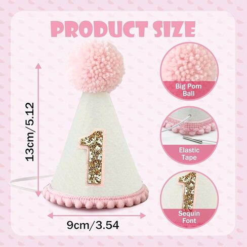 1st Birthday Hat for Baby Girls First Birthday Neutral Party Hat for Cake Smash Prop Party Outfit Decorations in Saudi Arabia