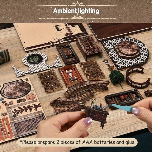 مجموعة Soothee DIY Book Nook Kit مع أضواء LED - ألغاز ثلاثية الأبعاد للبالغين والمراهقين، المنمنمات ومجموعات بناء النماذج لديكور رف الكتب، والحرف المريحة وهدية فريدة لمحبي الحرف اليدوية (مكتبة الحكمة) in Saudi Arabia