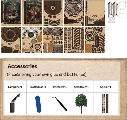 مجموعة Soothee DIY Book Nook Kit مع أضواء LED - ألغاز ثلاثية الأبعاد للبالغين والمراهقين، المنمنمات ومجموعات بناء النماذج لديكور رف الكتب، والحرف المريحة وهدية فريدة لمحبي الحرف اليدوية (مكتبة الحكمة) in Saudi Arabia