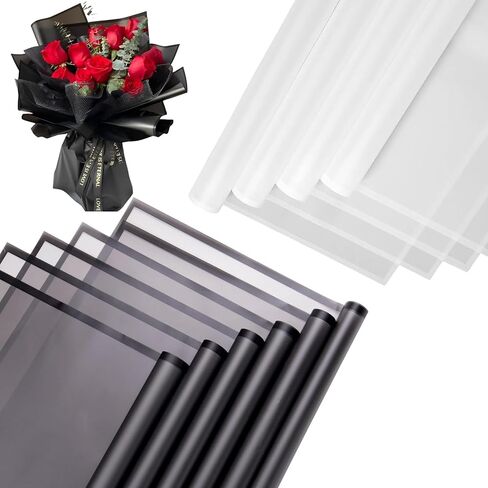 TUIOLUI 24 Sheets Flower Paper Pink and White Matte Floral Paper Waterproof Bouquet Wrapping Paper with Border Florist Supplies Packaging Paper for Rose Graduation DIY Bouquet in Kuwait