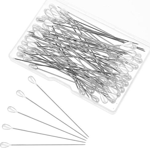 100 PCS Pearl Head Pins, 3 Inch Corsage Boutonniere Pins Straight Pin with Pearl Heads White Pearlized Ball Decorative Pin for Quilting Sewing Pinning Quilt Jewelry Making DIY Craft Flower Decoration in Kuwait