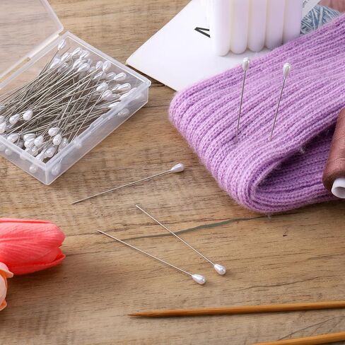 100 PCS Pearl Head Pins, 3 Inch Corsage Boutonniere Pins Straight Pin with Pearl Heads White Pearlized Ball Decorative Pin for Quilting Sewing Pinning Quilt Jewelry Making DIY Craft Flower Decoration in Kuwait