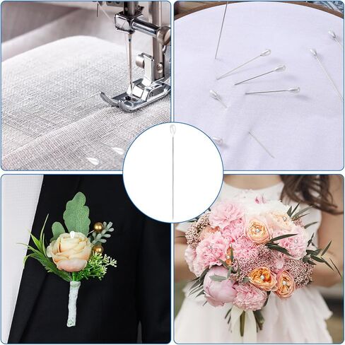 100 PCS Pearl Head Pins, 3 Inch Corsage Boutonniere Pins Straight Pin with Pearl Heads White Pearlized Ball Decorative Pin for Quilting Sewing Pinning Quilt Jewelry Making DIY Craft Flower Decoration in Kuwait