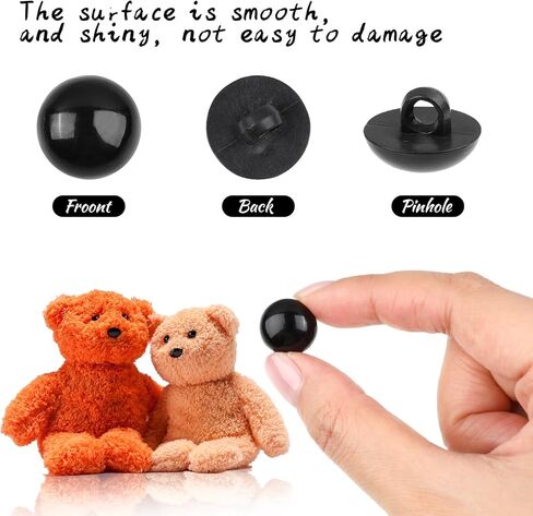 128pcs Crochet Eyes for Animals Sew On Safety Eyes Sewing Crafting Eye Plastic Mushroom Domed Round Buttons Black 8mm to 15mm Flatback Button Beads for DIY Bear Crochet Making Stuffed Animals in Saudi Arabia
