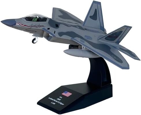 طائرة F-22 رابتور العسكرية بمقياس 1/100 نموذج عسكري مقاتل معدني مع قاعدة حامل قابلة للدوران F-22 مجموعة نماذج رابتور للتجميع والهدايا in Kuwait