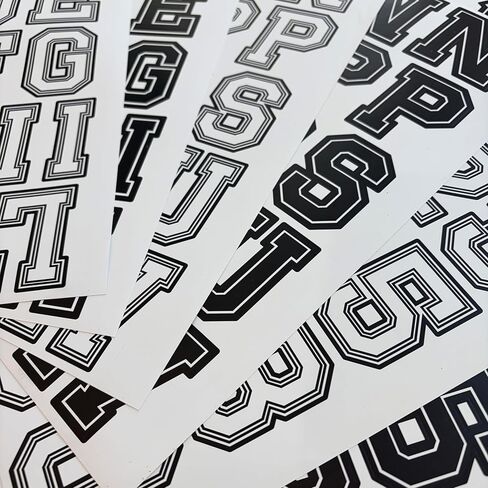 Varsity Letterman Alphabet Stickers – 150+ Black and White Collegiate Vinyl Letter Decals, 2.4 Inch Tall, for Posters, Arts, Crafts, Scrapbooking, and Personalization in Saudi Arabia
