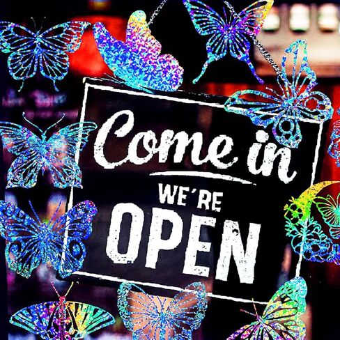 100Pcs Holographic Glitter Butterfly Stickers, Vintage Butterfly Waterproof Transparent Decorative Decals, PET Adhesive Sticker Label for Scrapbooking Journal Daily Planner Water Bottles Laptops in Saudi Arabia
